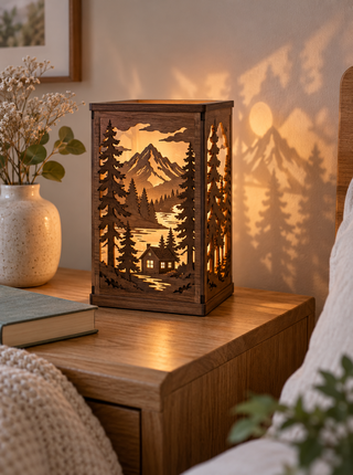 Laser Cut Woodland Lamp