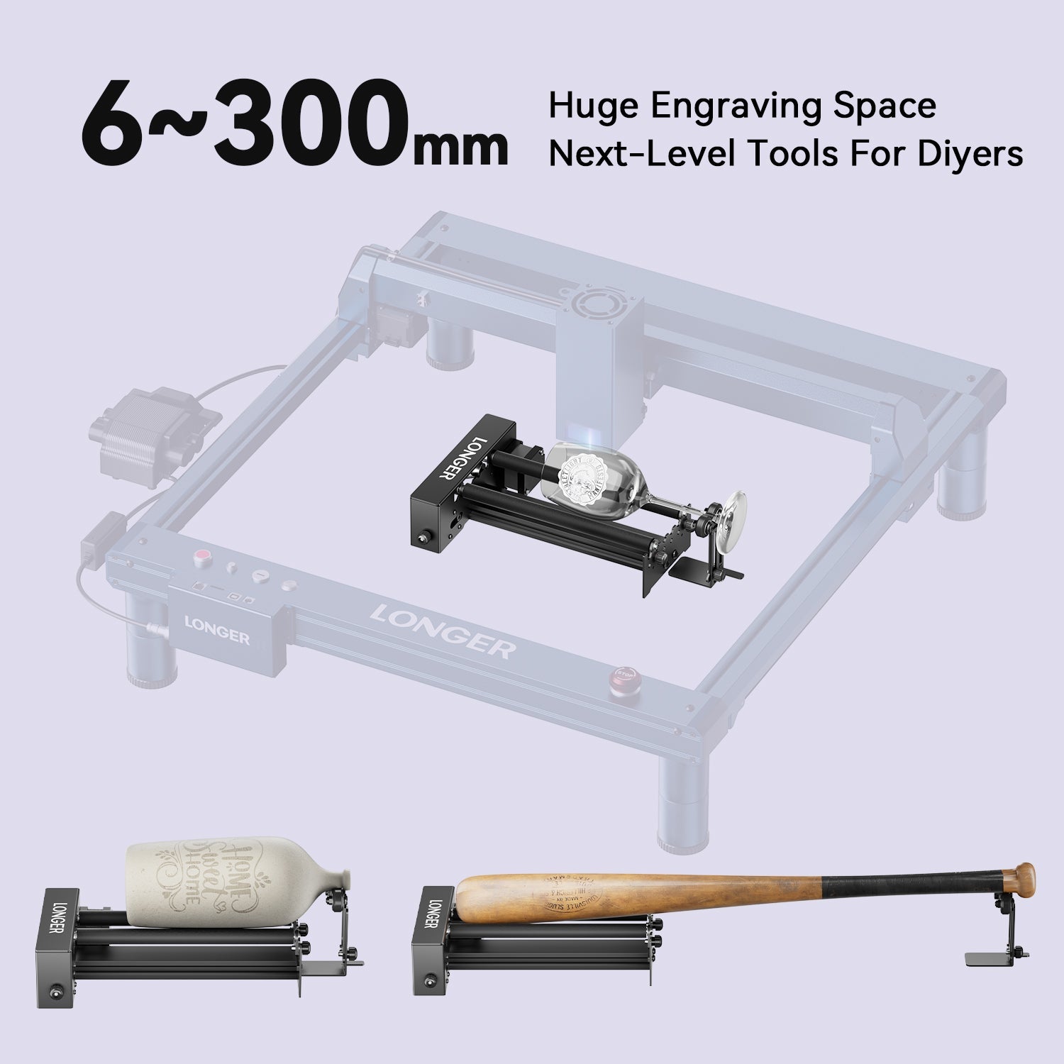 Longer Rotary Roller Upgrade Kits for Laser Engraver